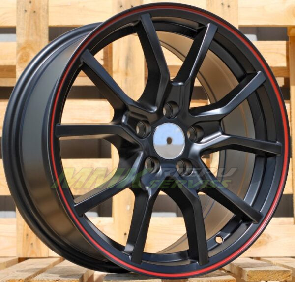 R17X7 4X100 ET38 60.1 B5253 BLHMRL (Black Half Matt+Red Lip) - Aluminija A riepas