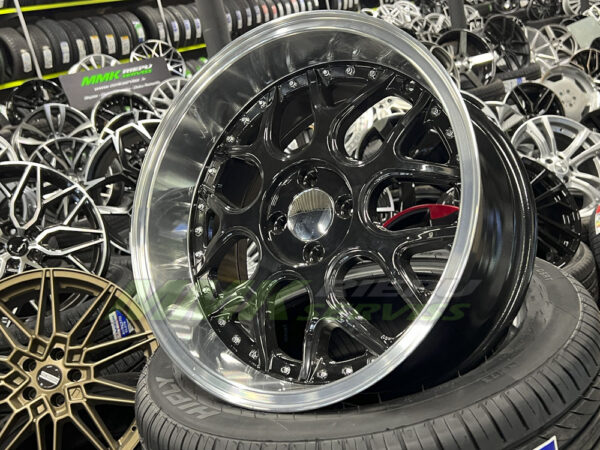 R17x8.5 4X100 ET 20 60.1 FR762 BLPL (Black+Polished Lip) - Aluminija A riepas