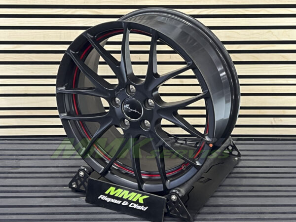 R18X7 5X112 ET 45 66.6 BREYTON GTS-R BLACK+RED - Aluminija A riepas