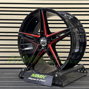 R18x8.5 5X100 ET 32 73.1 B1455 SBR (Black Polished+Red Line) - Aluminija A riepas