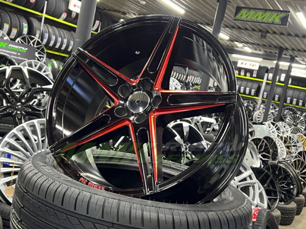 R18x8.5 5X100 ET 32 73.1 B1455 SBR (Black Polished+Red Line) - Aluminija A riepas