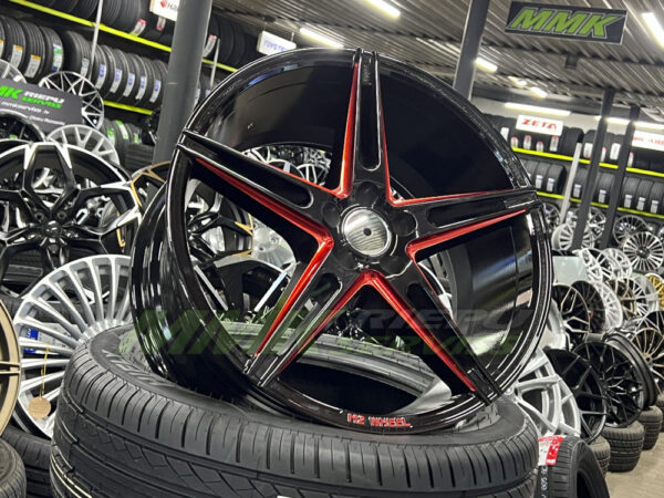 R18x8.5 5X100 ET 32 73.1 B1455 SBR (Black Polished+Red Line) - Aluminija A riepas