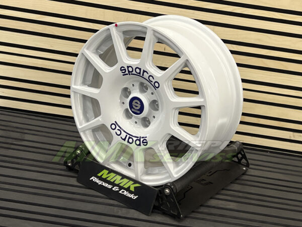 R16X7 5X100 ET 35 68.0 Sparco Terra White Blue Lettering - Aluminija A riepas