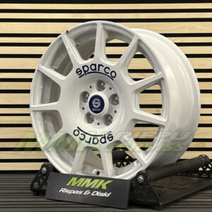 R16X7 5X100 ET 35 68.0 Sparco Terra White Blue Lettering - Aluminija A riepas