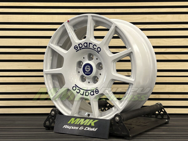 R16X7 5X100 ET 35 68.0 Sparco Terra White Blue Lettering - Aluminija A riepas