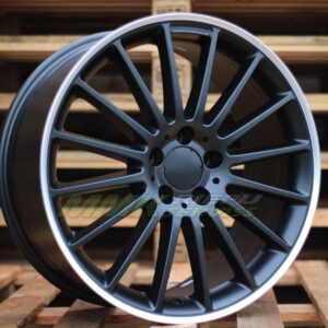 R18X8 5X112 ET45 66.6 A1020 (SSA05) Black Half Matt+Polished Lip (BLHMPL) - Aluminija A riepas