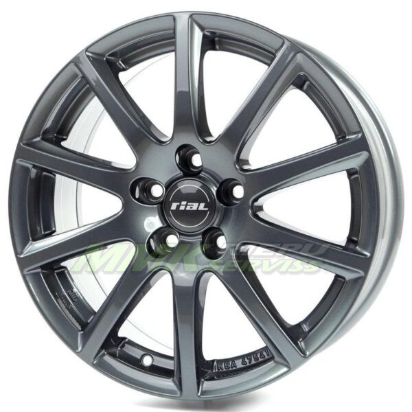 R15X6 5X100 ET38 57.1 Rial Milano Titanium - Aluminija A riepas