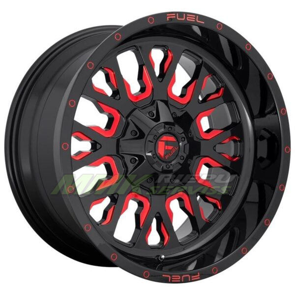 R22X10 6X139.7 ET-19 106.0 Fuel D612 Stroke Gloss Black Red Tinted Clear - Aluminija A riepas